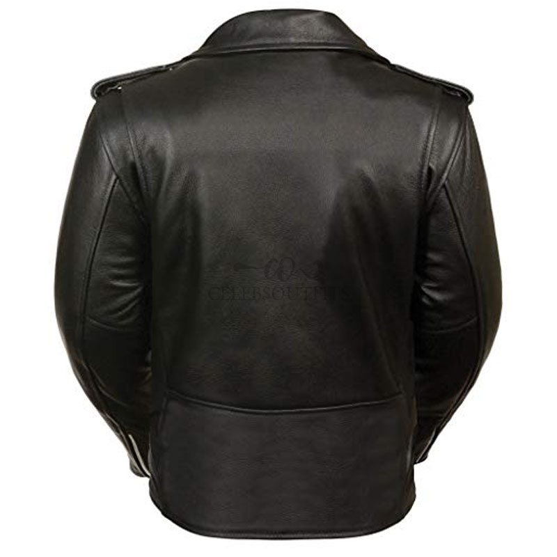 Black Vintage Steerhide Leather Motorcycle Jacket For Men