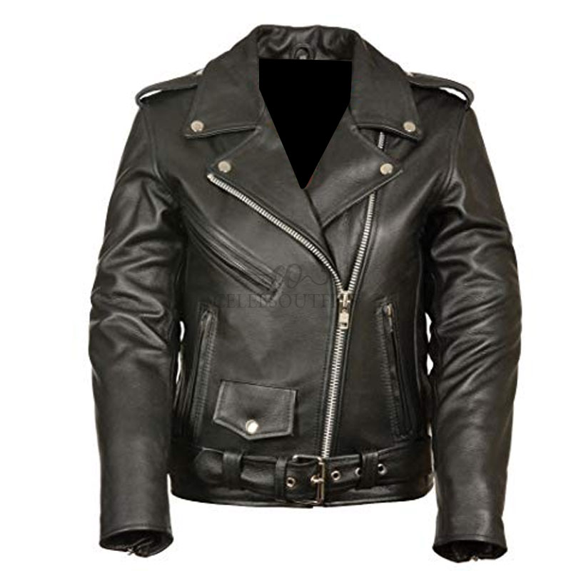 Black Vintage Steerhide Leather Motorcycle Jacket For Men