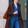 Anne Hathaway Suede Leather Coat