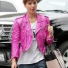 Hot Pink Jessica Alba Leather Jacket