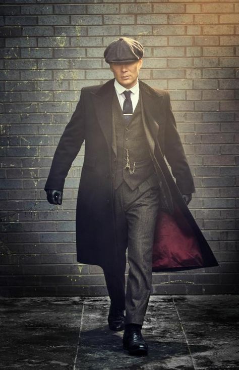Men's Black Collar Viscose Lining Peaky Blinders Suit - Peaky Blinders  Outfit + Overcoat + Hat