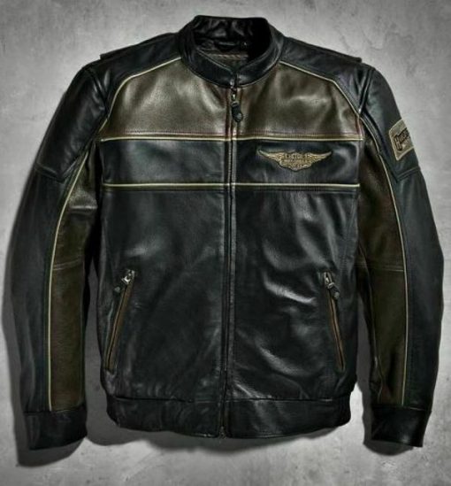 Harley Davidson Men’s Reflective Bomber Leather Jacket