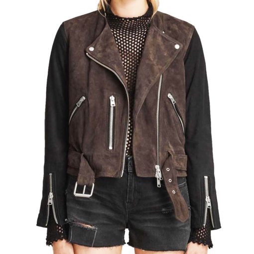 Arrow Katie Cassidy Biker Suede Leather Jacket