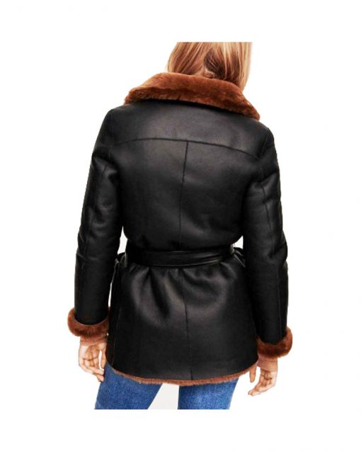 Womens Double Breasted Shearling Coat 1