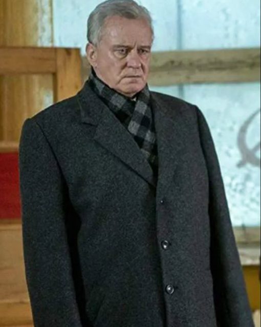 Chernobyl Stellan Skarsgard Black Wool Coat 1