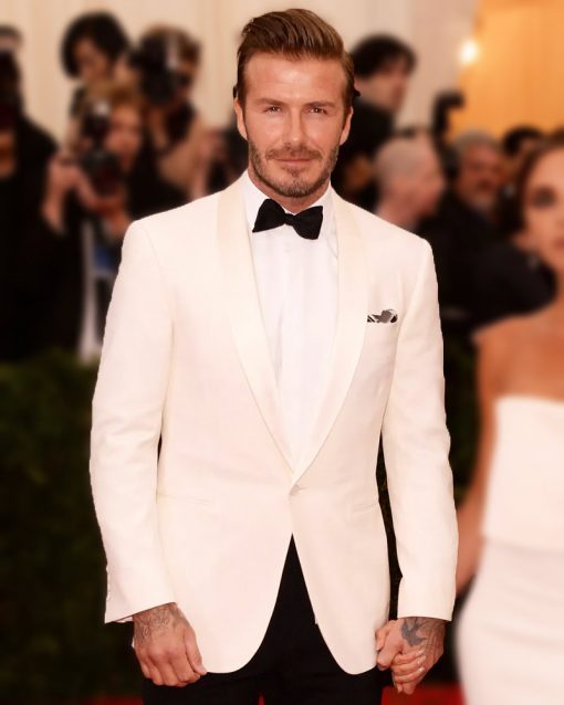 David Beckham Black Shawl Lapel Mens White Tuxedo
