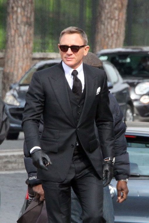 James Bond Spectre Herringbone Black Suit