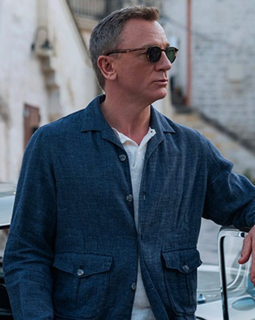 No Time To Die James Bond 25 Blue Cotton Shirt Jacket