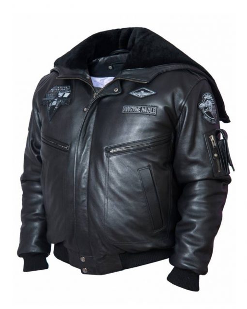 Top Gun Aviator Black Leather Jacket