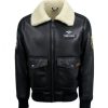Top Gun Insignia Black Leather Jacket For Men