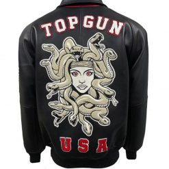 Top Gun Medusa A-2 Black Leather Jacket