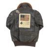 Top Gun Patched G-1 Flight Bomber Brown Leather Jacket 1