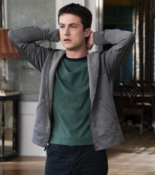 the-dropout-2022-dylan-minnette-grey-jacket