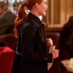 Hotel for the Holidays 2022 Madelaine Petsch Blue Coat 1
