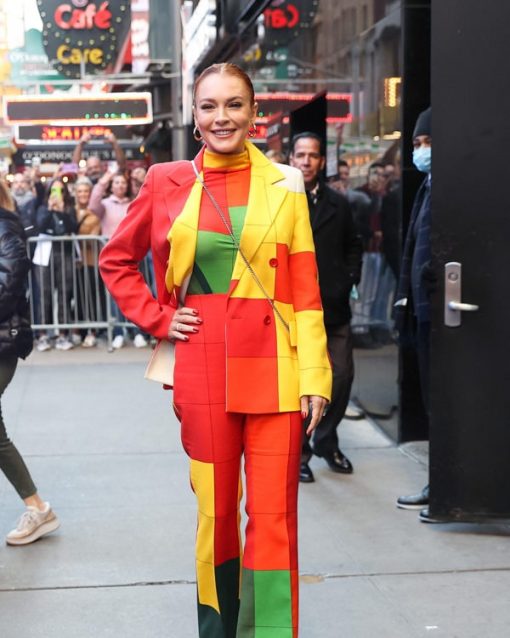 Falling for Christmas Lindsay Lohan Color block Blazer Coat