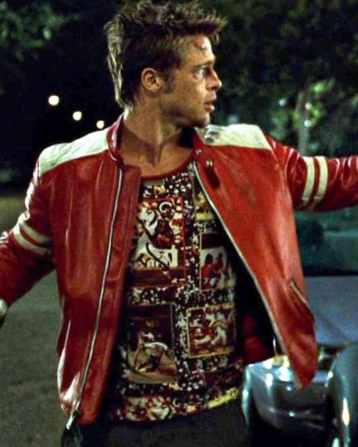 Fight Club Brad Pitt Red Motorcycle Jacket