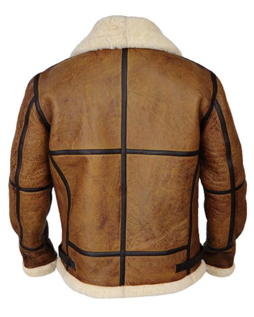 Men Classic B3 Bomber Shearling Brown Leather Jacket 1
