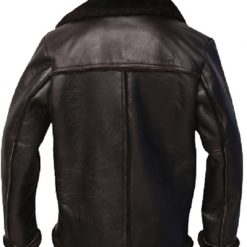 Men Dark Brown Shearling Aviator Leather Jacket 1