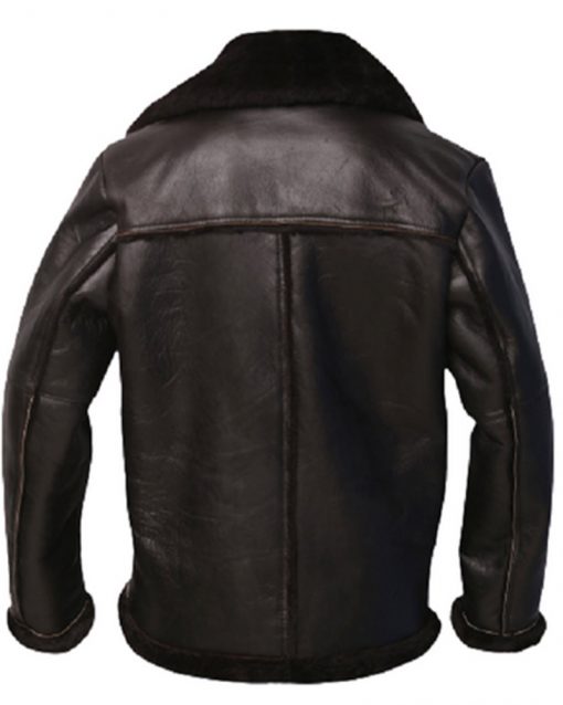 Men Dark Brown Shearling Aviator Leather Jacket 1