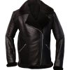 Men Dark Brown Shearling Aviator Leather Jacket
