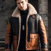 Men Genuine Sheepskin Shearling Leather Jacket