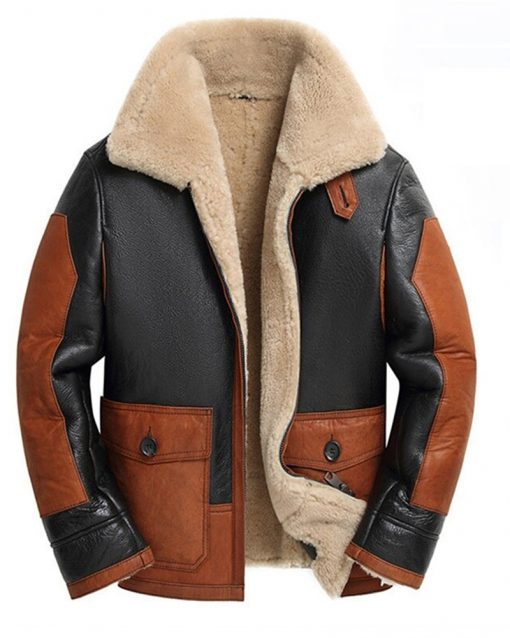 Men Genuine Sheepskin Shearling Leather Jacket 1