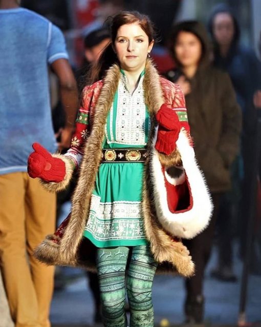 Noelle Anna Kendrick Red Shearling Coat 1