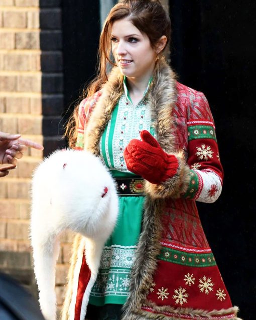 Noelle Anna Kendrick Red Shearling Coat
