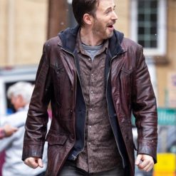 Red One Chris Evans Brown Leather Coat