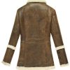 Women Winter Fur Lined Sheepskin Brown Jacket 1