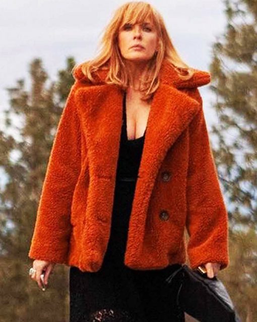 Yellowstone Kelly Reilly Faux Fur Orange Coat