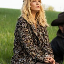 Yellowstone S05 Kelly Reilly Floral Black Coat
