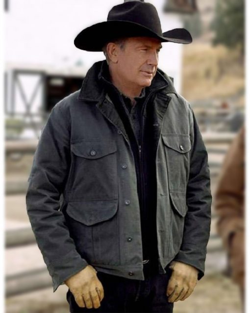 Yellowstone TV Series John Dutton Cotton Grey Jacket