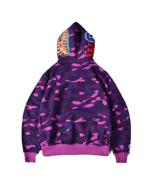 Bape Color Camo Shark Purple Hoodie2