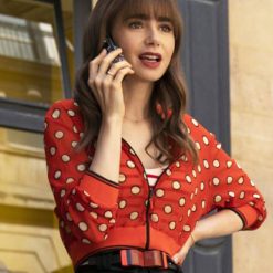 Emily in Paris S03 Lily Collins Cropped Polka Dot Jacket