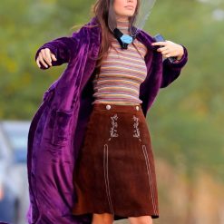 Daisy Jones & The Six Camila Morrone Purple Coat 1