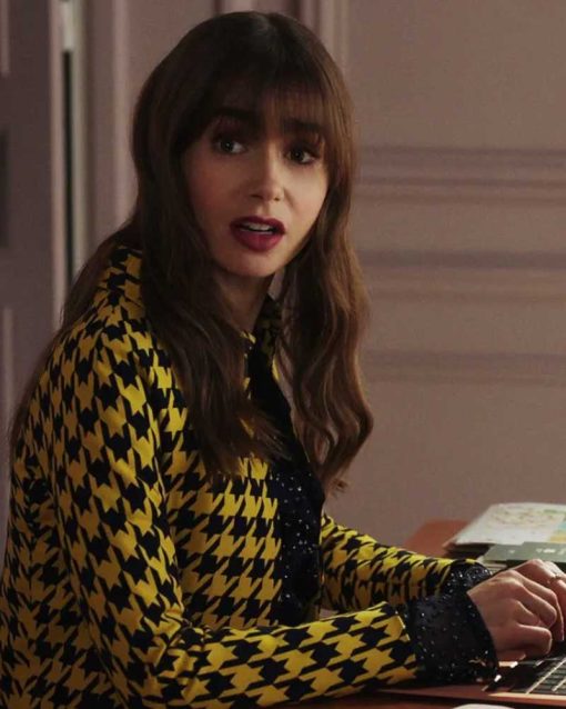 Emily In Paris S03 Lily Collins Yellow Cropped Jacket