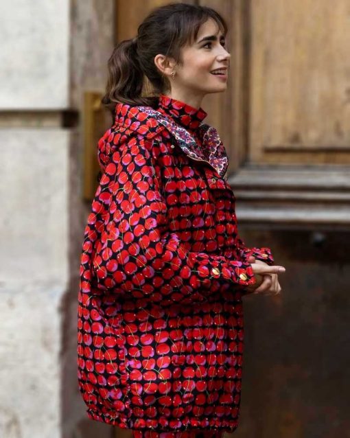 Emily In Paris S03 Lily Collins Red Cherry Jacket