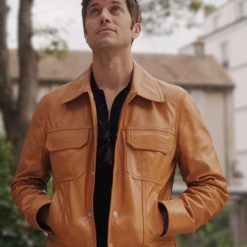 Emily in Paris S03 Gabriel Brown Leather Jacket