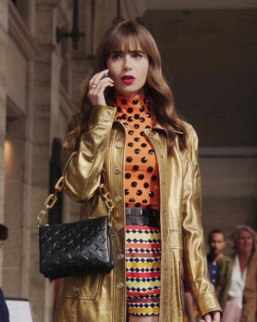 Emily in Paris S03 Lily Collins Golden Coat