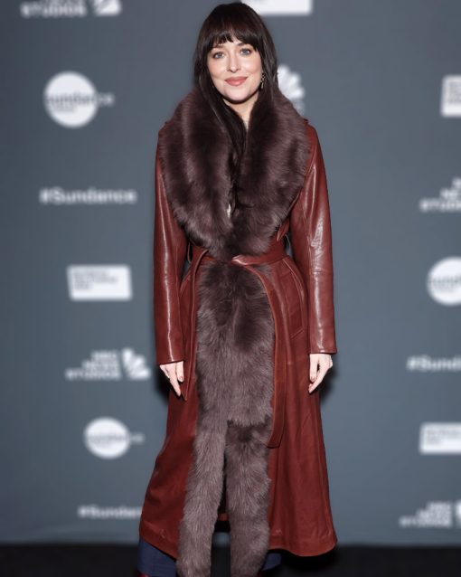 Sundance Film Festival 2023 Dakota Johnson Leather Fur Coat 1