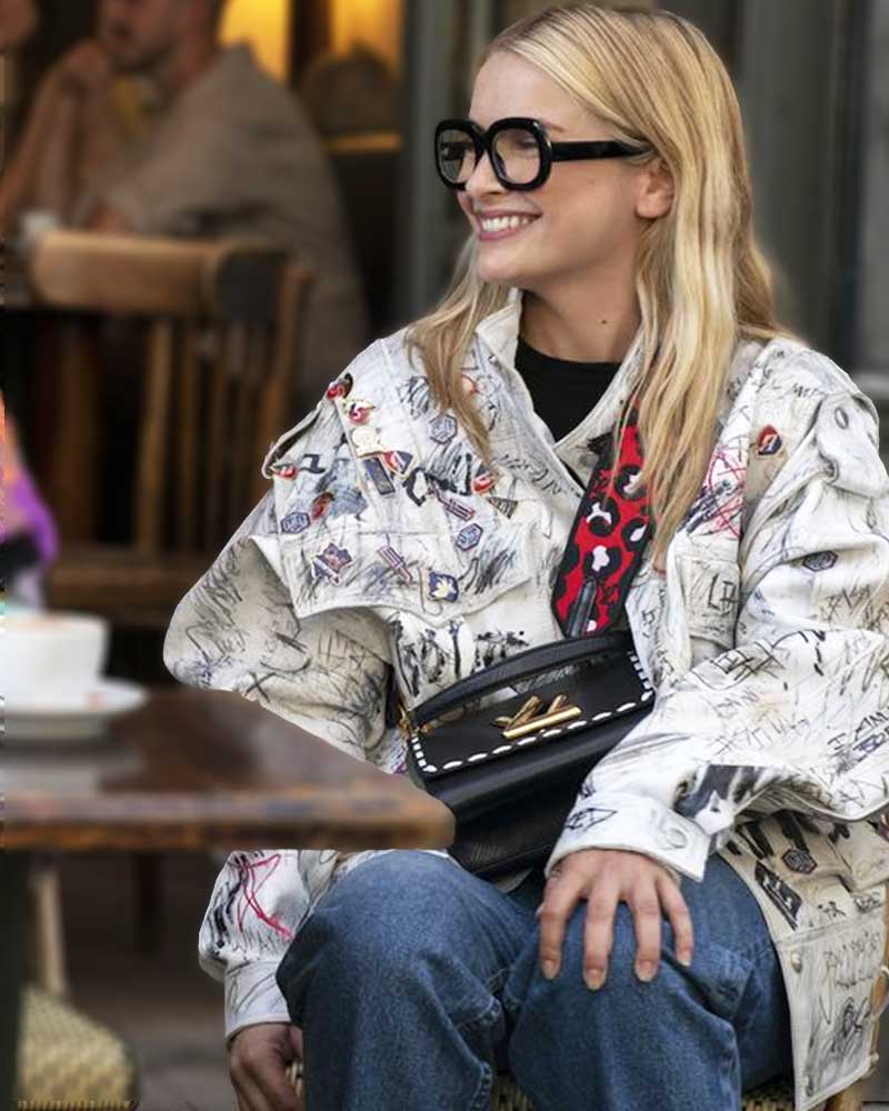Emily In Paris Season 3 Camille Razat White Studded Blazer