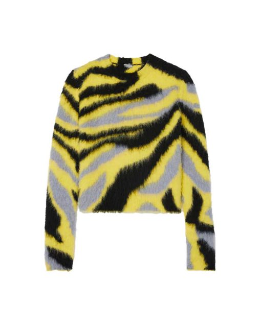 You S04 Blessing Yellow Zebra Print Sweater