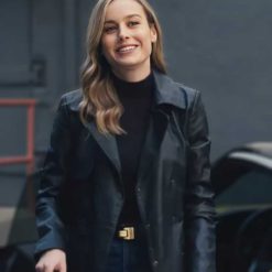 Fast X Movie 2023 Brie Larson Black Leather Coat