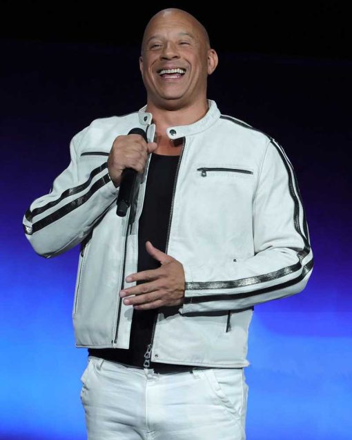 Fast X Premiere 2023 Vin Diesel CinemaCon White Leather Jacket