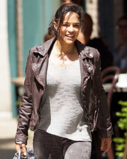 Fast and Furious 8 Letty Ortiz Brown Biker Jacket