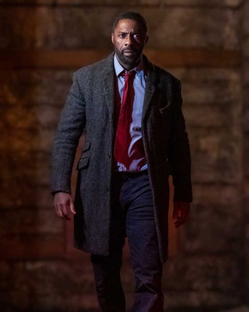 Luther The Fallen Sun Idris Elba Grey Tweed Coat
