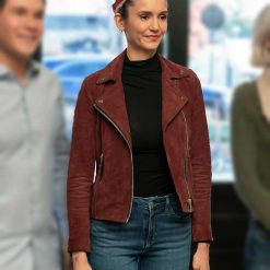 The Out-Laws 2023 Nina Dobrev Brown Suede Jacket