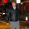 Brad Pitt Wolfs Black Leather Jacket