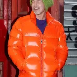 Brad Pitt Wolves Orange Puffer Jacket